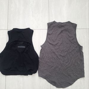 2 Gymshark, XS Muscle tee tanks. Black and Charcoal